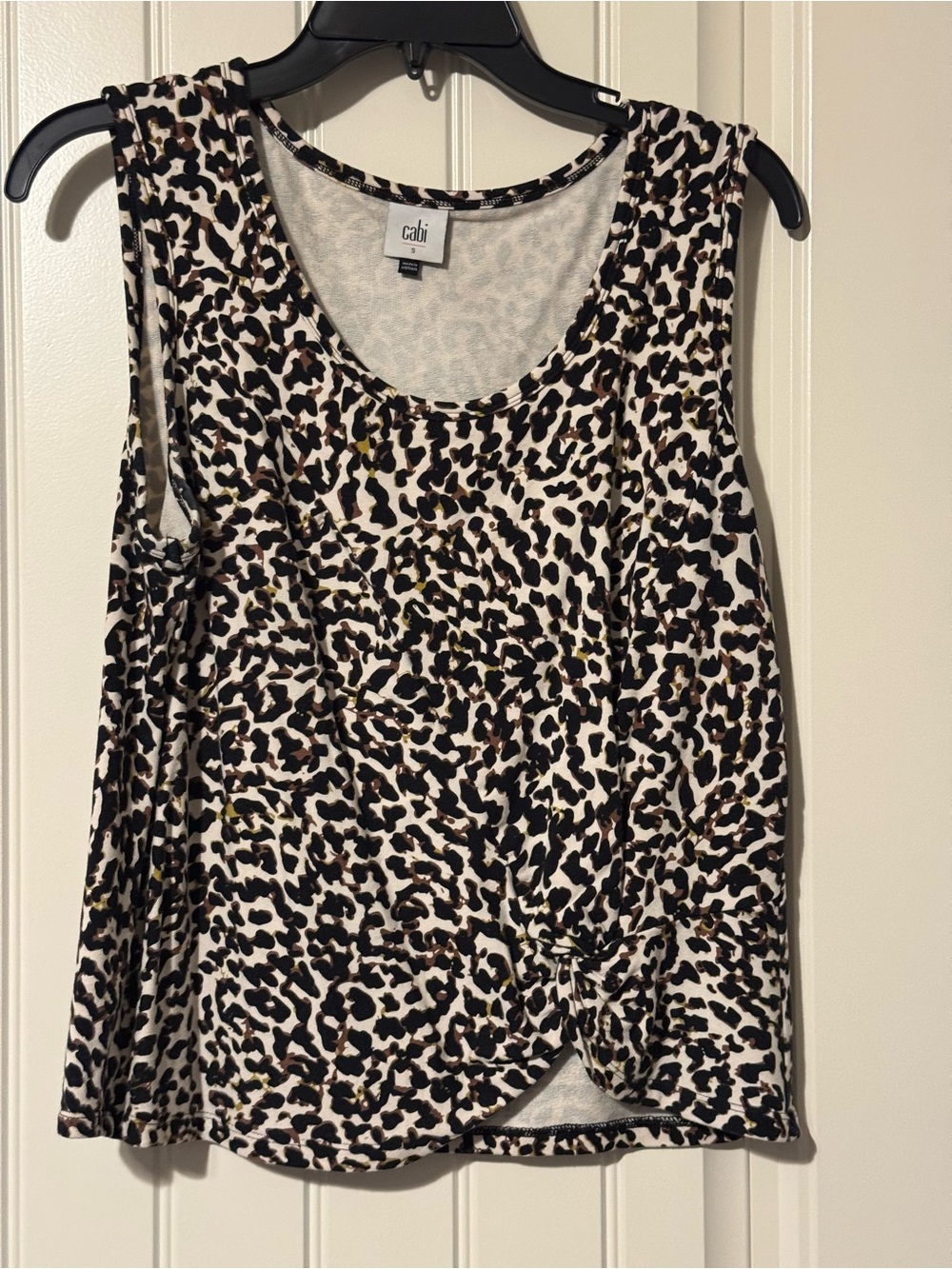 CAbi Leopard-Print Scoop Neck Tank Top - White, Black, Brown
